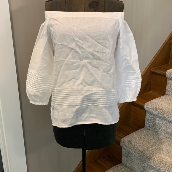 Ann Taylor 💯 linen white top. Wild West Whites. Summer linen size XSP. Petites - Picture 1 of 11